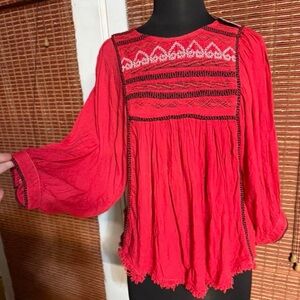 Free People Pheasant style red flowy top